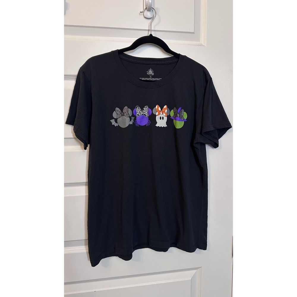 Disney Parks Halloween Minnie Bat Witch Ghost Graphic T Shirt 2XL Black